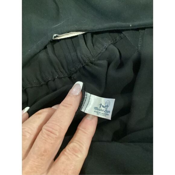 Marine Layer Nellie Black Crepe Jumpsuit Sz M Pockets Elastic Waist - Picture 7 of 11